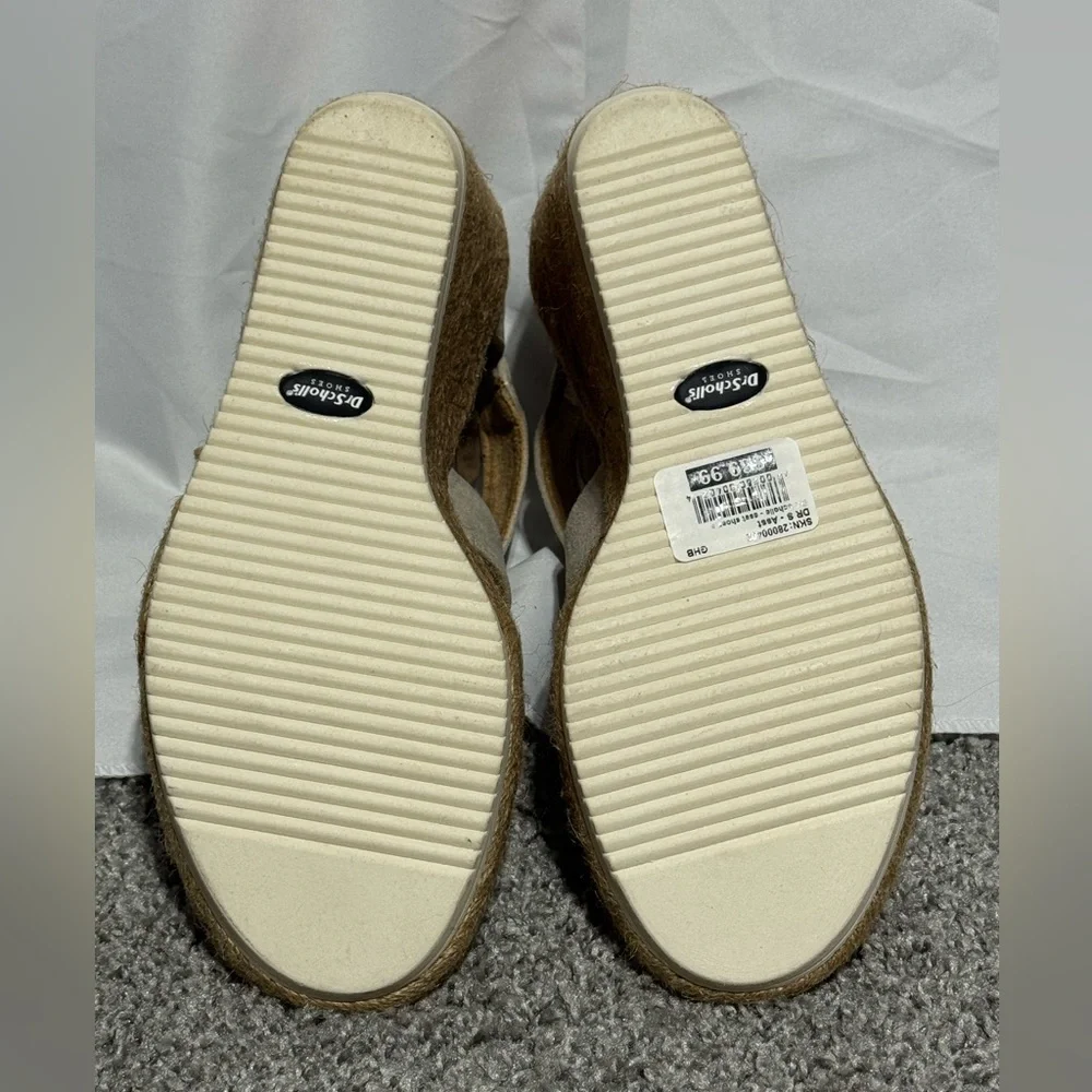 NWT Dr. Scholl's Sandals Visitors Platform Espadrille Open Toe Wedge Tan Size 9 - Picture 8 of 11